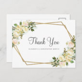 Elegante botanische Rose Hochzeit Vielen Dank Postkarte (Vorne/Hinten)