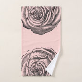 Elegante botanische Rose in Schwarz-Weiß-Rosa Badhandtuch Set (Handtuch)