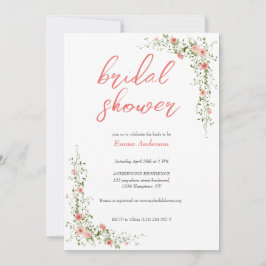 Elegante botanische Rose Rosa Brautparty Einladung