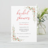 Elegante botanische Rose Rosa Brautparty Einladung (Stehend Vorderseite)