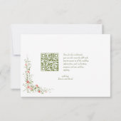 Elegante botanische Rose Script Qr Code Hochzeit RSVP Karte (Rückseite)