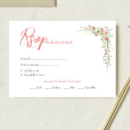 Elegante botanische Rose Script Qr Code Hochzeit RSVP Karte