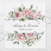 Elegante botanische Rosenblüte Rustikale Hochzeit Weinetikett (Einzelnes Label)