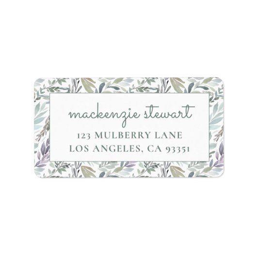 Elegante botanische Rücksendeadresse Adressaufkleber (Vorne)