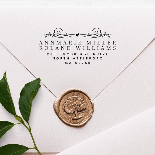 Elegante botanische Rücksendeadresse mit zwei Nach Gummistempel