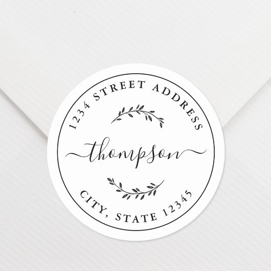 Elegante botanische Rücksendeadresse Runder Aufkleber