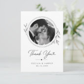 Elegante botanische runde Hochzeit Danke (Stehend Vorderseite)