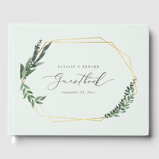 Elegante botanische rustikale Schrift Moderne Hoch Gästebuch (Vorderseite)