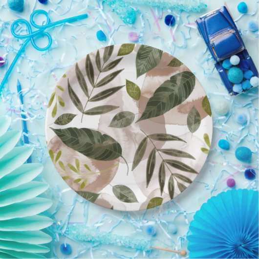 Elegante botanische Safari-Blätter Pappteller (Party)