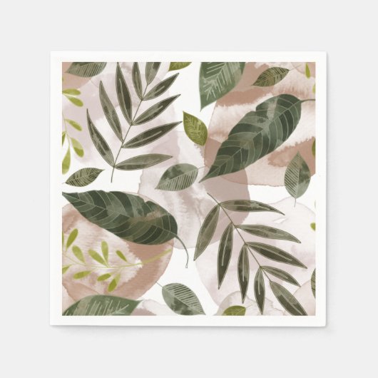 Elegante botanische Safari-Blätter Serviette (Vorderseite)