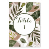 Elegante botanische Safari-Blätter Tischnummer (Rückseite)