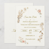 Elegante botanische Save-the-Date-Einladung (Vorne/Hinten)