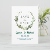 Elegante botanische Save-the-Date-Karten mit moder Einladung (Stehend Vorderseite)