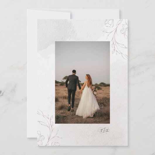 Elegante Botanische Schrift Hochzeit Einladung (Rückseite)