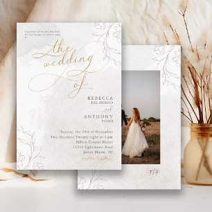 Elegante Botanische Schrift Hochzeit Einladung