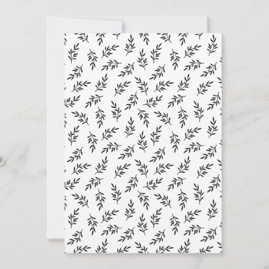 Elegante Botanische Schwarz-Weiß-Monogramm-Hochzei Einladung (Rückseite)