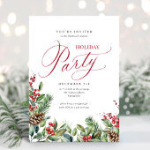 Elegante Botanische Script Holiday Party Einladung