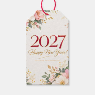 Elegante botanische Silvester-Grußkarte Geschenkanhänger