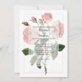 Elegante Botanische Soft Pink Rose Hochzeit Einladung (Vorderseite)