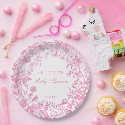 Elegante botanische staubige Babydusche bedruckt Pappteller (Party)