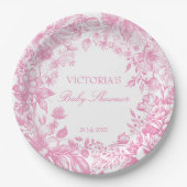 Elegante botanische staubige Babydusche bedruckt Pappteller (Vorderseite)