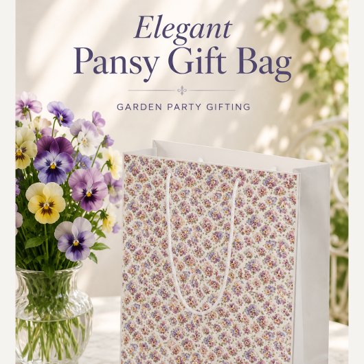 Elegante botanische Stiefmütterchen Blumen Große Geschenktüte