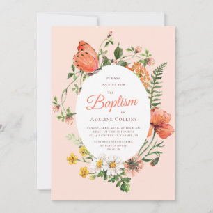 Elegante Botanische Taufe Einladung