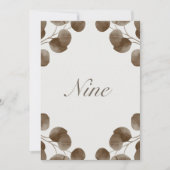 Elegante Botanische Tischnummern Ivory & Ash Fall (Vorderseite)