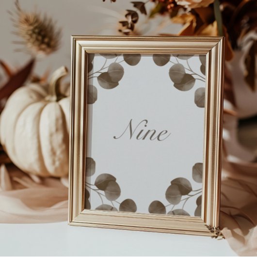 Elegante Botanische Tischnummern Ivory & Ash Fall