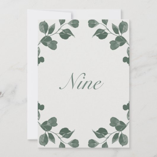 Elegante Botanische Tischnummern Ivory & Sage Fall (Vorderseite)