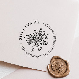 Elegante Botanische Tropische Bouquet-Rücksendeadr Gummistempel