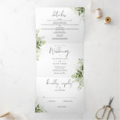 Elegante botanische Vegetation Blätter Foto Hochze Dreifach Gefaltete Einladung (Innenseite)