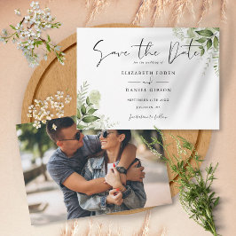 Elegante botanische Vegetation Blätter Foto Save The Date