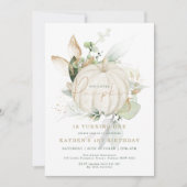 Elegante botanische Vegetation Gold Pumpkin Geburt Einladung (Vorderseite)