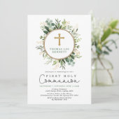 Elegante botanische Vegetation Goldene Kommune Einladung (Stehend Vorderseite)