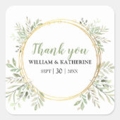 Elegante botanische Vegetation Quadratischer Aufkleber (Vorderseite)