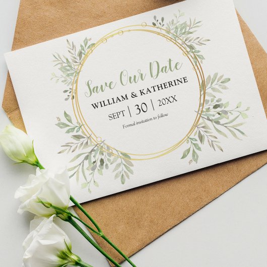 Elegante botanische Vegetation Save The Date