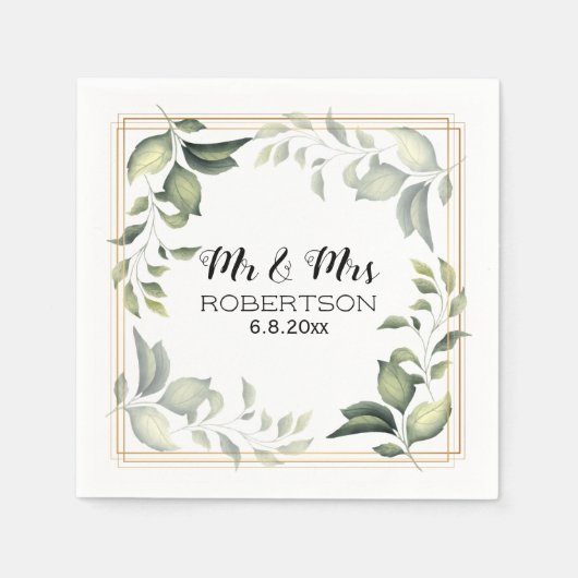 Elegante botanische Vegetation Serviette (Vorderseite)