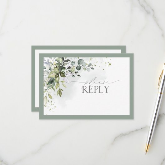 Elegante botanische Vegetation UAWG RSVP Karte (Vorderseite/Rückseite Beispiel)