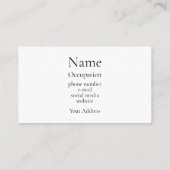 Elegante botanische Vegetation Visitenkarte (Rückseite)