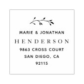 Elegante botanische Verheiratete Couple-Rücksendea Gummistempel (Prägung)