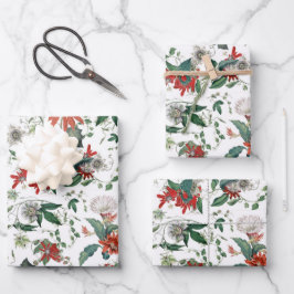 Elegante botanische Vintage Blume Geschenkpapier Set