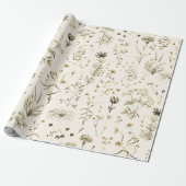 Elegante botanische Vintage Wildblumen Beige Geschenkpapier (Ungerollt)