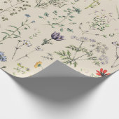 Elegante botanische Vintage Wildblumen Beige Geschenkpapier (Ecke)