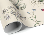 Elegante botanische Vintage Wildblumen Beige Geschenkpapier (Rolleneckpunkt)