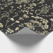 Elegante botanische Vintage Wildblumen Schwarz Bei Geschenkpapier (Ecke)