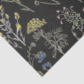 Elegante botanische Vintage Wildblumen Schwarz Seidenpapier (Ausschnitt)