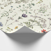 Elegante botanische Vintage Wildblumen Weiß Geschenkpapier (Ecke)