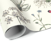 Elegante botanische Vintage Wildblumen Weiß Geschenkpapier (Rolleneckpunkt)