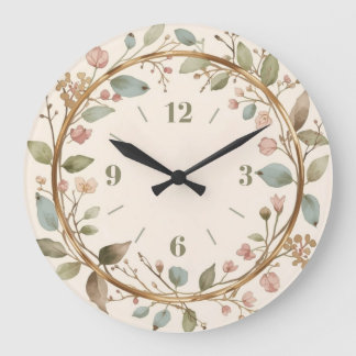 Elegante botanische Wanduhr mit Blumen
